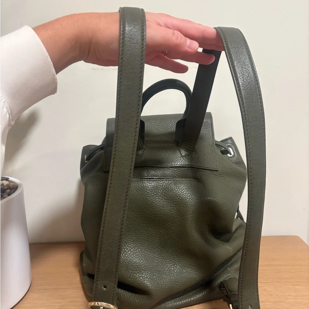 Tory Burch olive green midi-size leather backpack
